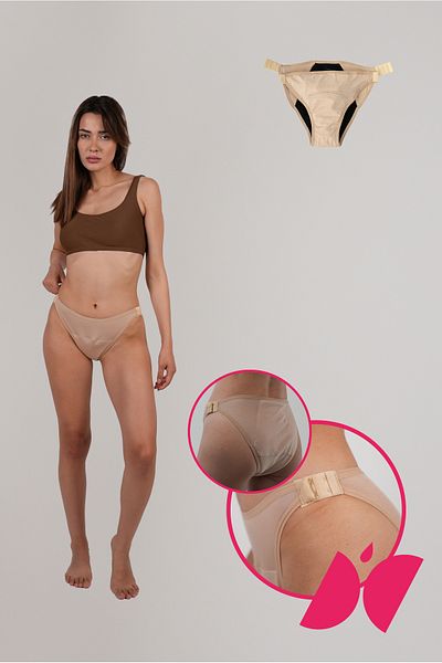 PEDDON Εμμηνορροϊκό εσώρουχο Super Absorbent Size Adjustable Lady Cream με πλαϊνό κούμπωμα Ultra Hygienic που πλένεται εσώρουχο εμμήνου ρύσεως