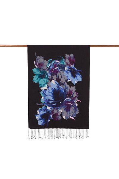 ipekevi Patterned Silk Shawl - Awakening Pattern - Black