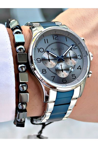Ferrucci Steel Band Men's Wrist Watch with Function Calendar