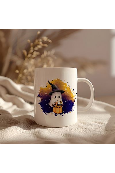 BB TRADE Halloween Colorful Designed White Ceramic Printed Mug 330ml