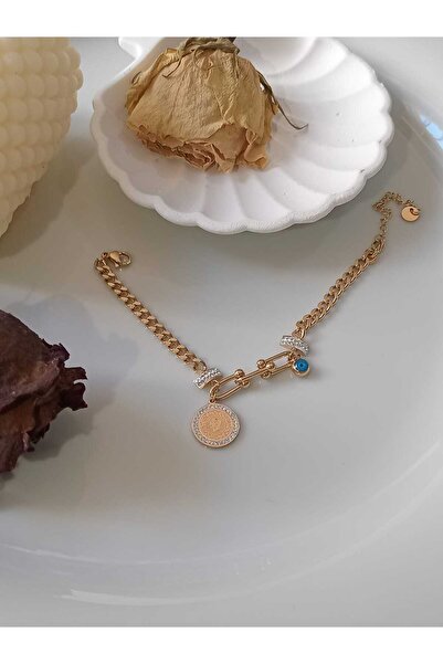 Denic Tasarım Ceyrekli Zirkon taşlı Paslanmaz çelik Bileklik