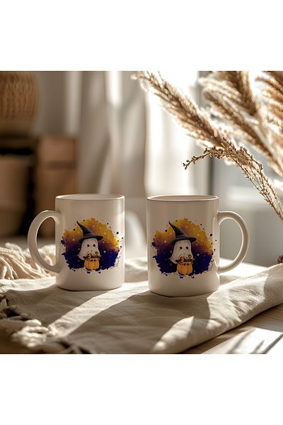 BB TRADE Halloween Colorful Designed White Ceramic Printed Mug 330ml