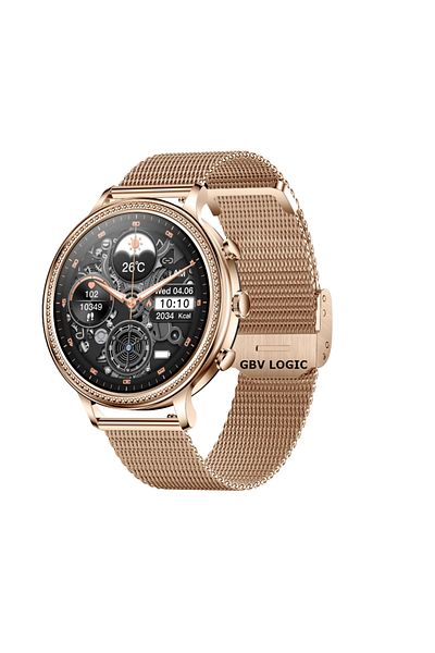 GBV LOGIC Ceas smartwatch dama GBV LOGIC, auriu, aplicatie, bluetooth, monitorizare somn,fitness, ritm cardiac