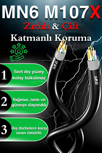MN6 M107x 20 Metre Internet Kablosu/utp 0,57mm Cat6 Iki Kat Korumalı/ Iç Dış Mekan/20m Ethernet Kablosu