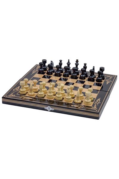 ROmde Joc Sah si Table din Lemn ROmde™, 32x32 cm, Negru cu Alb