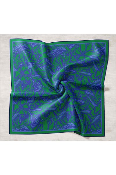 Silk Home Μεταξωτό μαντίλι Twill - 11419-02 Πράσινο Μπλε Μωβ