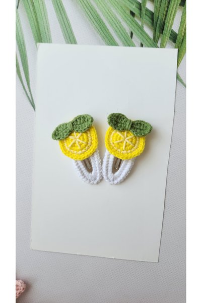 Kadın Girişimciler Atölyesi Lemon Slice Handmade Organic Knitted 2-Piece Snap Buckle