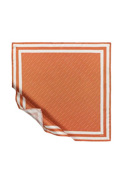 ipekevi Eșarfă din mătase Twill - Signature în dungi - Portocaliu