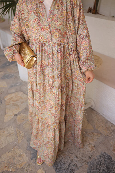 İmajButik Φόρεμα με μισό κουμπί βιζόν