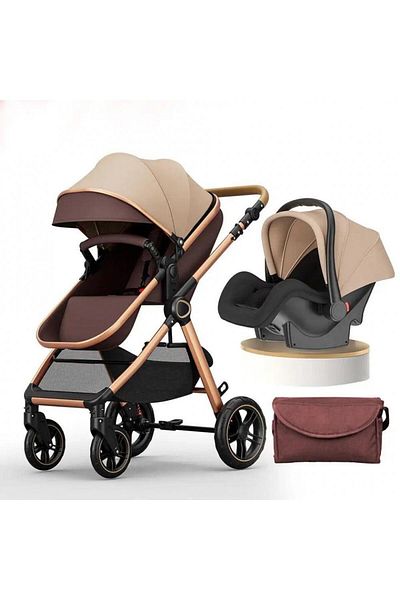 dehkah 4 in 1 Baby Stroller Set Travel Stroller Cricut Bed Manual Rocking Car Seat Stroller and Stylish Mom Bag for Baby Items