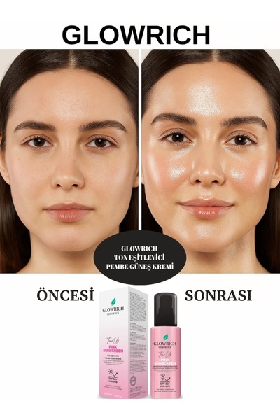 GLOWRİCH COSMETİCS Ton Eşitleyici Leke Karşıtı Anti-pigmentasyon Özellikli Pembe Güneş Kremi (spf 50 ) 100 ml
