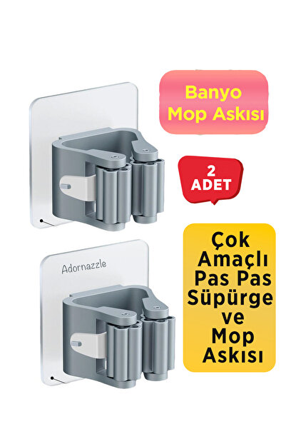 adornazzle Yapışkanlı Süper Kalite Mop Askısı Mop Sap Tutucu 2 Adet