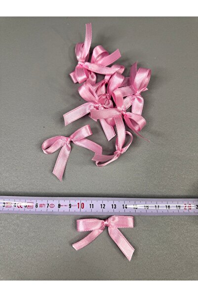 edalle Pembe Nikah Şekeri, Hediye Süs, Balon Süs, Hazır Fiyonk Saten Kurdele 10mm 50 Adet