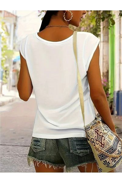 FUFLUNS Sun Printed Women's Oversize Sleeveless T-Shirt
