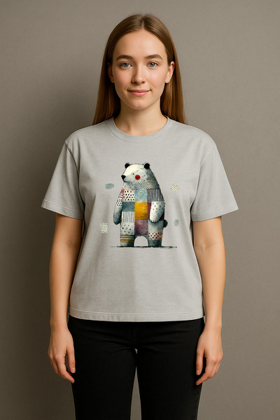 wolka تي شيرت رجالي مطبوع عليه دب القطب القطبي مصنوع من القطن بنسبة 100% برقب...