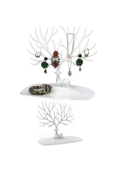 Kenpool White Deer Plastic Jewelry Necklace Display Stand 25cm X 15cm X 22cm