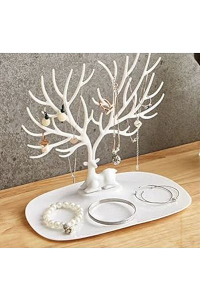 Kenpool White Deer Plastic Jewelry Necklace Display Stand 25cm X 15cm X 22cm
