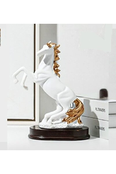 Yaratıcı sanatlar atölyesi Büyük Boy Şahlanan Yabani At Heykel 32 Cm Polyeste...