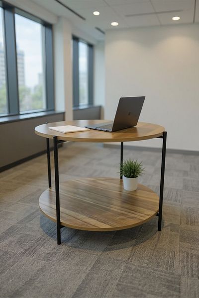 Living Elegant circular wooden table, size 80 * 35 cm