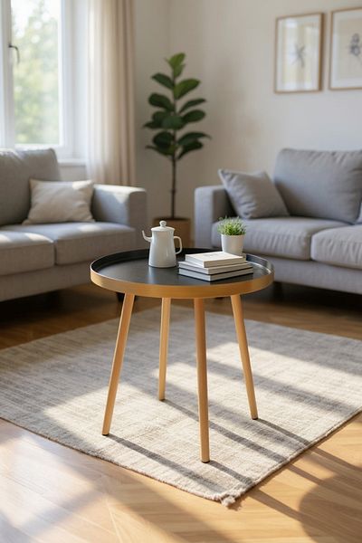 Living Round golden iron table, 49x40 cm.