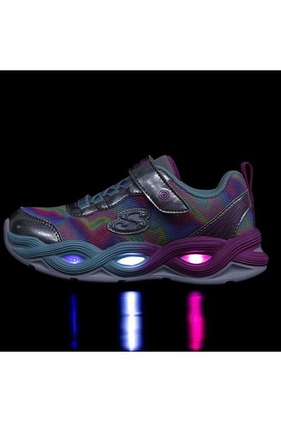 SKECHERS Twisty Glow - Sorbet Swirl 303716L Orthopedic Lighted Children's Sports Shoes Gray