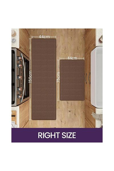 OEM Set 2 PVC mats, washable, non-slip, oil and water-resistant, 44x75cm, 44x150cm, brown