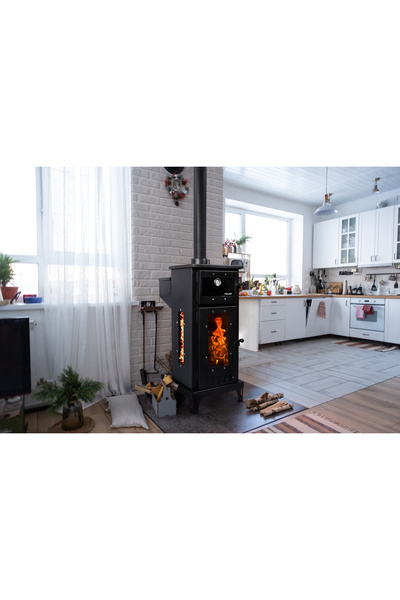 Polar İklimlendirme Kuru Tip Peletli 3 Camlı Fırınlı Şömine Soba