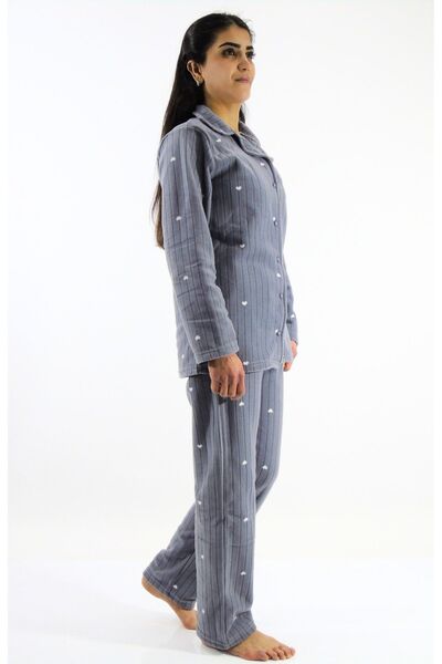 mefa Önden Düğmeli Polar Pijama Takımı