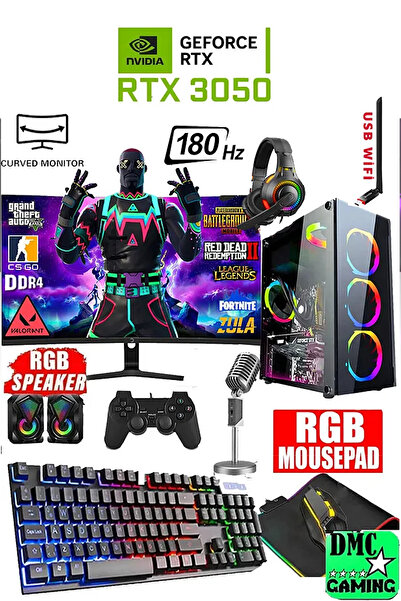 Dmc N152 (PUBG,GTA 5) Ryzen 5 5500,32gb,1tb Hdd,256gb Ssd,rtx3050,24''180hz Oyuncu Masaüstü Bilgisayarı