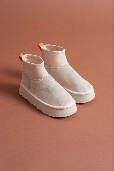 Esilapark Women's Stretch Mini Size Thick Sole Full Fur Original Suede Luxury Boots
