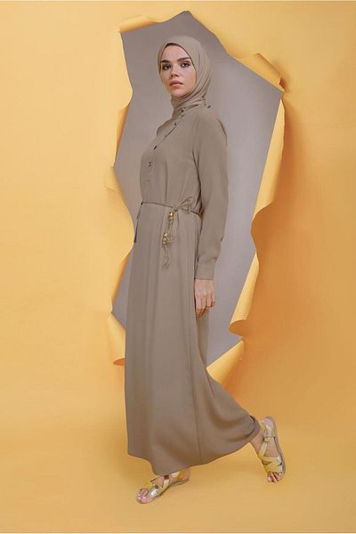 Alvina Button Dress with Belt Detail 41736