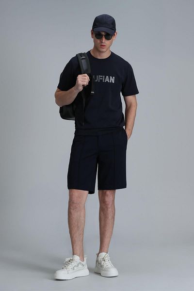 Lufian Μπλουζάκι Benjamin Modern Graphic Navy Blue