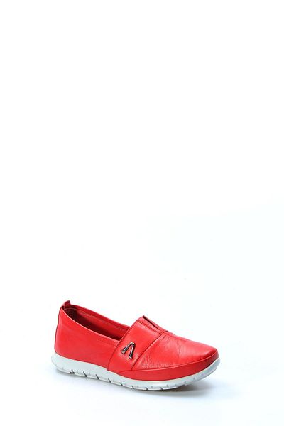 Ayakkabıhane Genuine Leather Inside and Outside Red Women's Comfortable Casual Shoes Ah07864261101