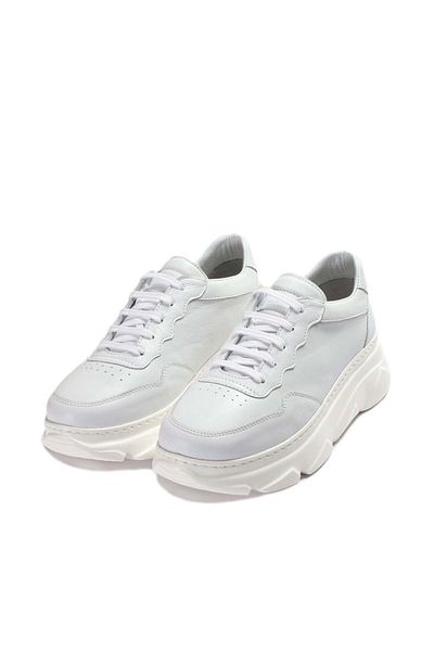 Ayakkabıhane Pantofi sport cu talpă înaltă pentru femei, alb, piele naturală în interior și exterior Ah07934261122