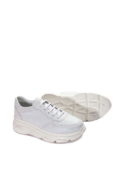 Ayakkabıhane Pantofi sport cu talpă înaltă pentru femei, alb, piele naturală în interior și exterior Ah07934261122