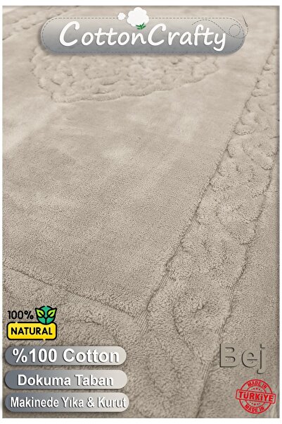 Cotton Crafty Σετ πατάκι μπάνιου από βαμβακερό υφαντό απορροφητικό νερό, χαλί μπάνιου, σετ τουαλέτας Victoria 2 τεμαχίων 60x100 - 60x50