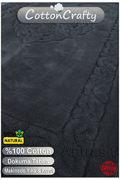 Cotton Crafty Σετ πατάκι μπάνιου από βαμβακερό υφαντό απορροφητικό νερό, χαλί μπάνιου, σετ τουαλέτας Victoria 2 τεμαχίων 60x100 - 60x50