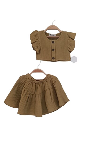 Genel Markalar 1-5 Yaş Kız Çocuk Pamuk Elbise Şort Takım