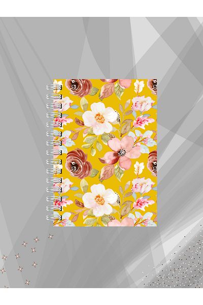 Ez&Tu Stıcker Watercolor Floral Notebook – 60 Sheets-120 Pages |   Unlined Wire Spiral