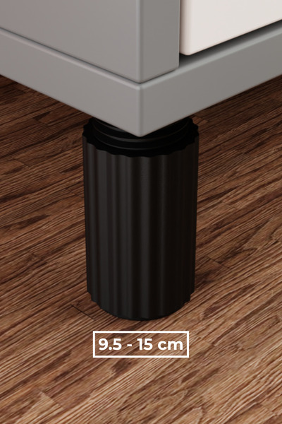 wooden lane studio Tekli Mobilya Orta Destek Ayağı Siyah 9.5/15 cm Ayarlanabi...