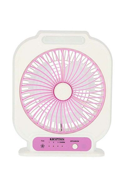 KRYPTON 8'' Rechargeable Mini Table Fan | 3-Speed USB & Solar Desk Fan with LED Light | Portable
