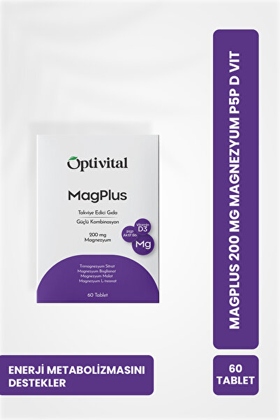 optivital Magplus 60 Tablet – 4’lü Magnezyum Kompleksi Aktif B6 D Vitamini 40...