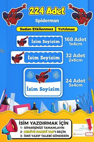 SB store Okul Kreş Etiketi Kalem Defter Özel Isim Yazılabilen Etiket Seti Mod...
