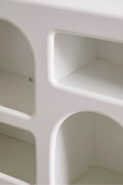 ket furniture Storage shelf cabinet made of treated wood in off-white color, high quality, elegant design.