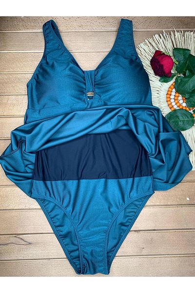 XORVİO Women's Dark Green Strap United Slip Dress Swimsuit Lycra Flexible Stylish Quality with Breast Pad