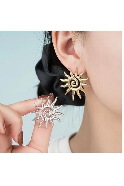 mos&more Silver Sun Nail Women's Earrings, 3.5cm