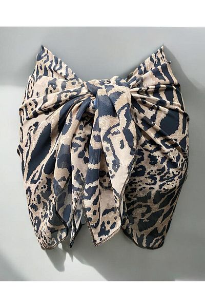owiç Short Zebra and Leopard Print Chiffon Pareo Women's Beach Dress