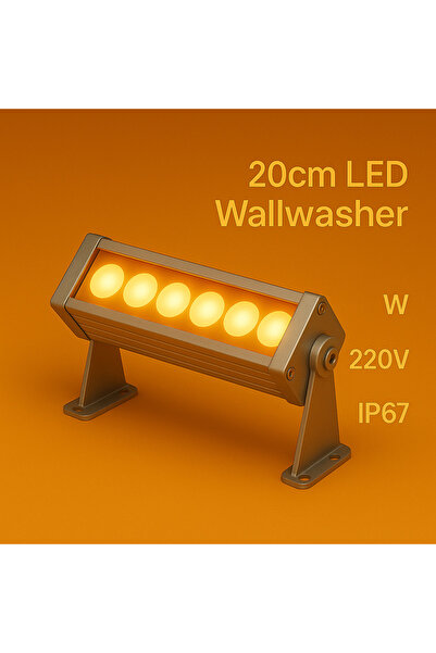 DEHALUX LIGHTING 20cm 6w Led Wallwasher Amber | Dış Cephe, Minare, Bahçe Aydınlatma | Iç-dış Kullanım Ip65
