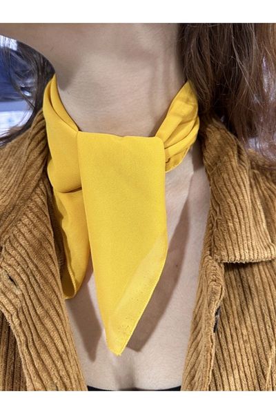 MAZEN Mustard Yellow Plain Chiffon Scarf Multi-Purpose Accessory