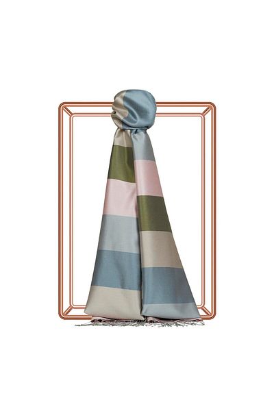 ipekevi Block Patterned Silk Shawl 04030-Model 24